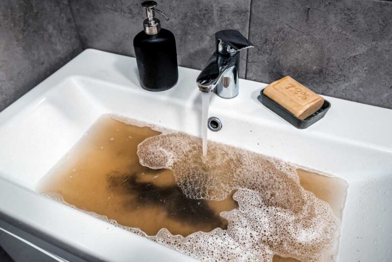 backed up sink or toilet
