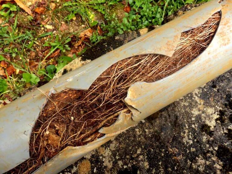tree roots inside a pipe